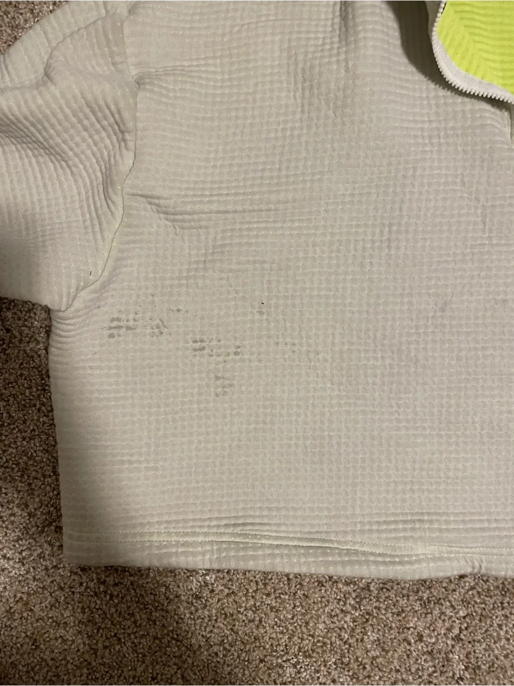 Nike White Quarter-Zip Pullover with Neon Yellow Lining